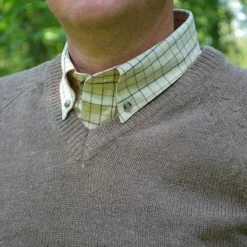 Pull Vincennes col V brun*