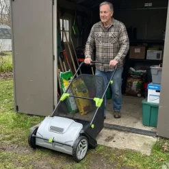 Ramasse-feuilles 3 brosses 53cm bac 100L réglage 0-40mm 112x66cm* Sale