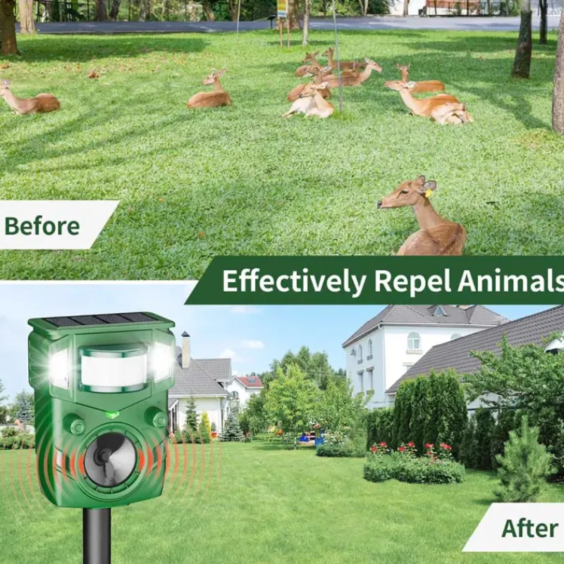 Répulsif Électronique à Ultrasons et Flash Anti-Nuisibles - Portée 8m - Solaire/USB* Sale