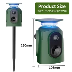 Répulsif Électronique Solaire 360° à Ultrasons et Flash - Étanche IP65* Hot