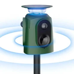 Répulsif Électronique Solaire 360° à Ultrasons et Flash - Étanche IP65* Hot
