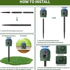 Répulsif Électronique Solaire 360° à Ultrasons et Flash - Étanche IP65* Hot
