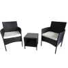 Salon de jardin 2 fauteuils et table basse tressée noir* New