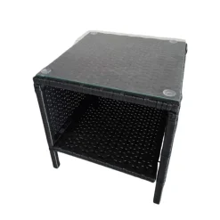 Salon de jardin 2 fauteuils et table basse tressée noir* New