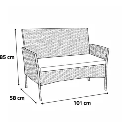 Salon de jardin 4 pièces résine tressée noir* Hot