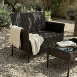 Salon de jardin 4 pièces résine tressée marron* Hot