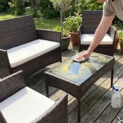 Salon de jardin 4 pièces résine tressée marron* Hot