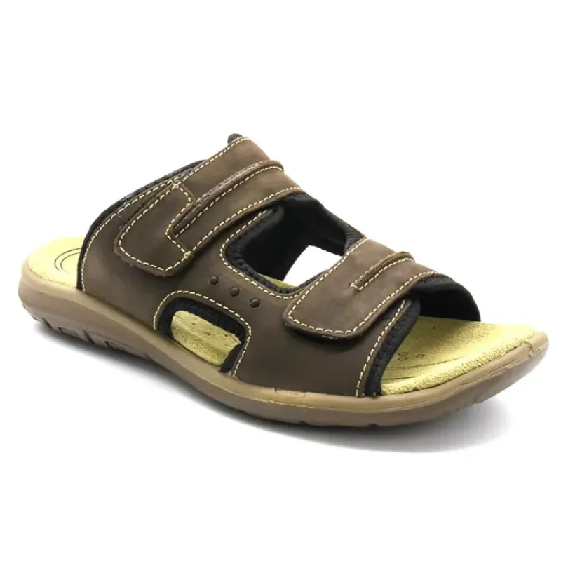 Sandales Dixit confort à scratch cuir lycra marron 40 à 46*Ayoka Hot