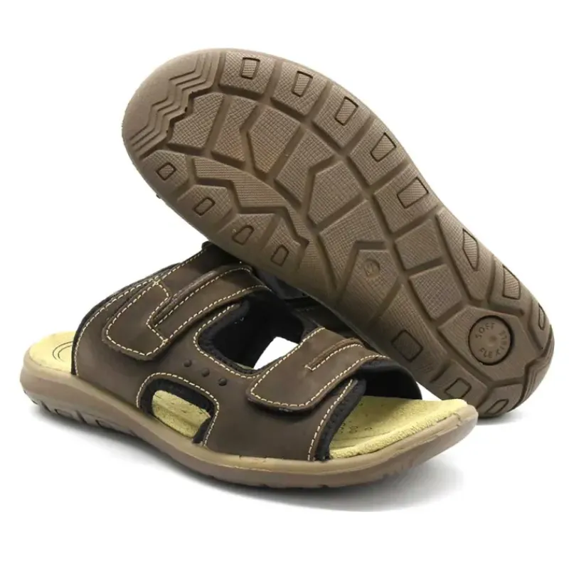 Sandales Dixit confort à scratch cuir lycra marron 40 à 46*Ayoka Hot