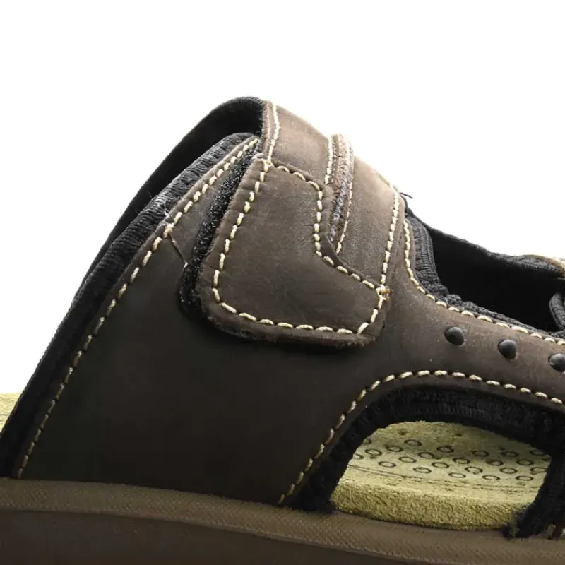 Sandales Dixit confort à scratch cuir lycra marron 40 à 46*Ayoka Hot