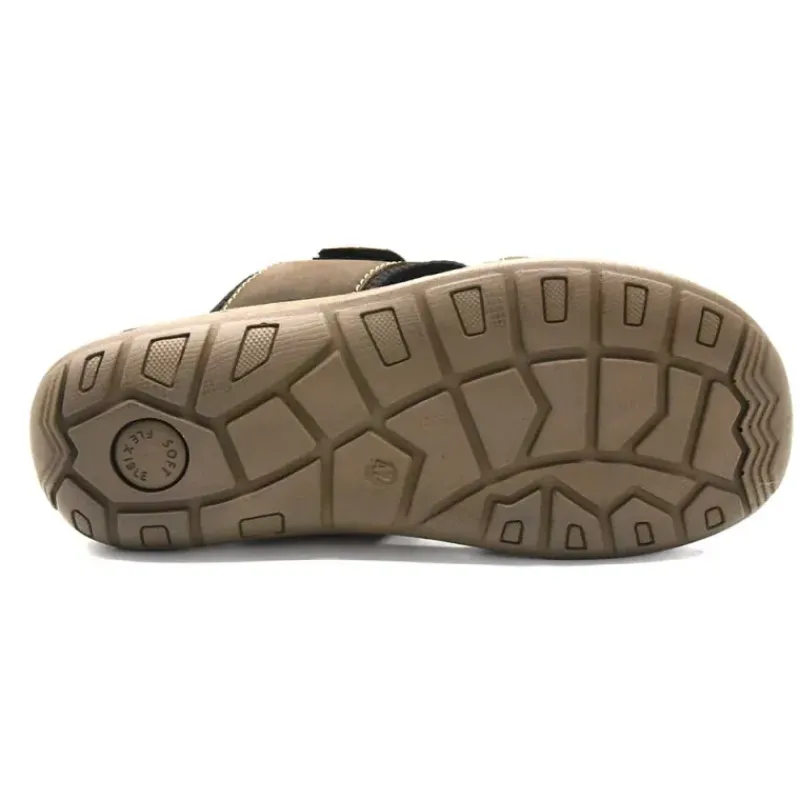 Sandales Dixit confort à scratch cuir lycra marron 40 à 46*Ayoka Hot