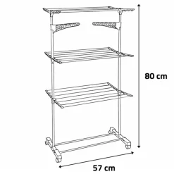 Séchoir à linge métal 4 roues 80x57cm* Hot