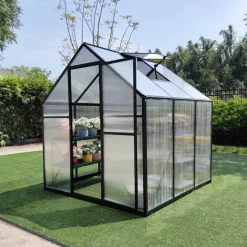 Serre de jardin en aluminium et polycarbonate 3,13 m² - 177x177x192* Hot