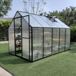 Serre de jardin en aluminium et polycarbonate 5,17 m² - 292x177x192 cm* Clearance
