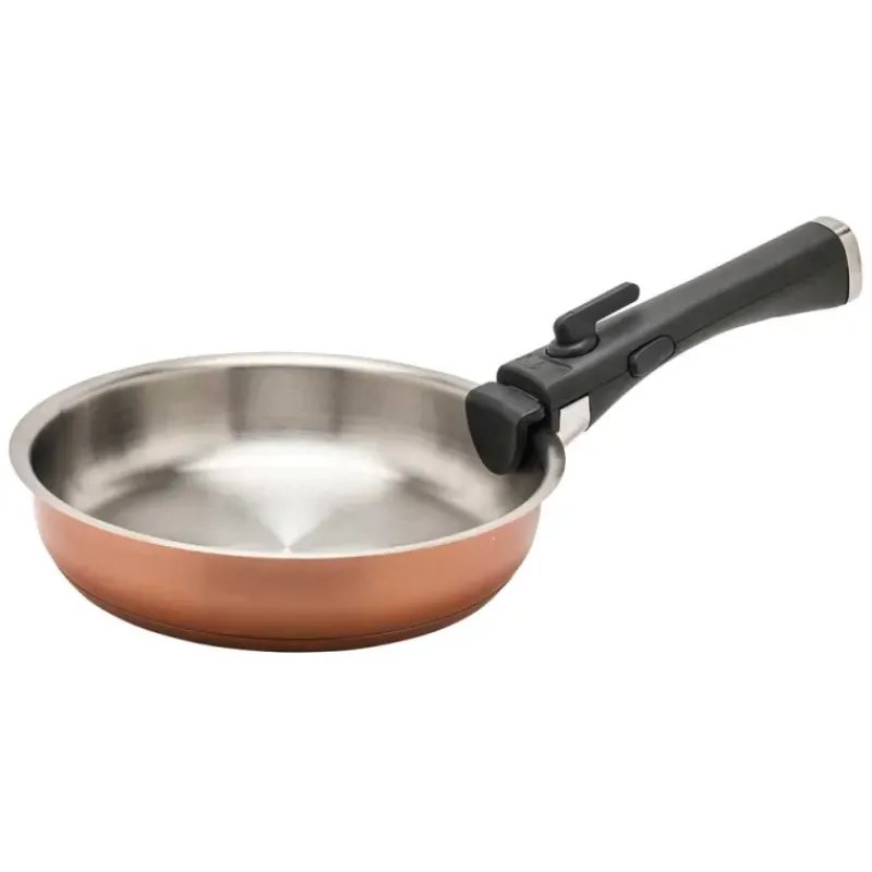 Set 3 poêles acier inox 20/24/26cm + manche amovible 496-816g*Pradel France Sale