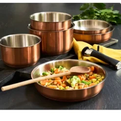 Set 3 poêles acier inox 20/24/26cm + manche amovible 496-816g*Pradel France Sale