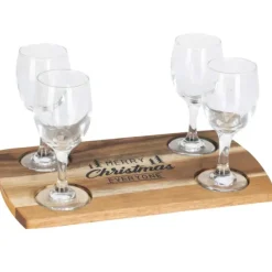 Set 4 verres whiskey 200ml + plateau acacia 290x170mm*