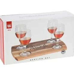 Set 4 verres whiskey 200ml + plateau acacia 290x170mm*
