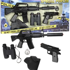 Set police enfant 5 accessoires mitraillette pistolet jumelles* Discount