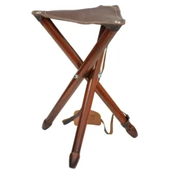 Siège battue en frêne teinté en croûte de cuir de buffle pliable H 65cm*TeamWood Clearance