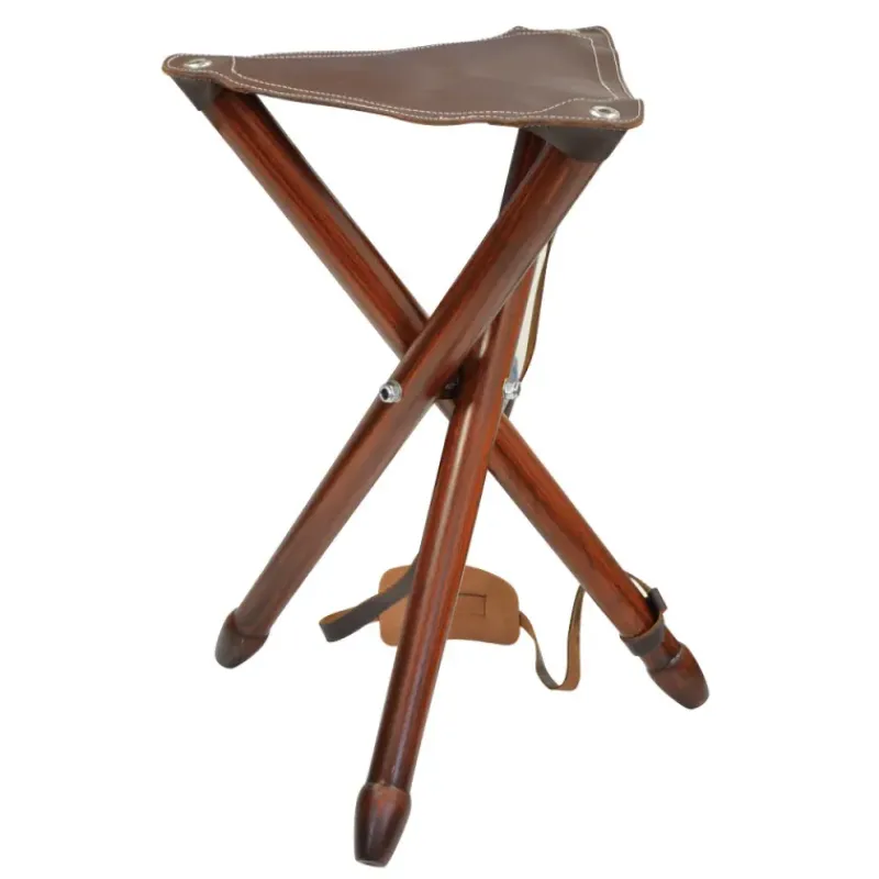 Siège battue en frêne teinté en croûte de cuir de buffle pliable H 65cm*TeamWood Clearance