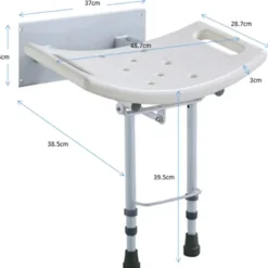 Siège douche relevable mural 39.5-44.5cm poignées antidérapant* Clearance