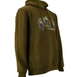 Sweat à capuche 3 sangliers coton polyester kaki M à 3XL*Bartavel