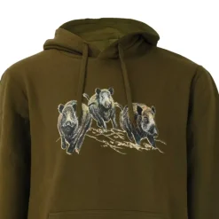 Sweat à capuche 3 sangliers coton polyester kaki M à 3XL*Bartavel