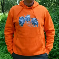 Sweat à capuche orange sangliers Taille M à 3XL*Bartavel Hot