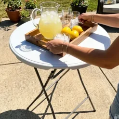 Table de bar ronde blanche Diamètre 80 cm - Hauteur 80 cm - Pliable* Discount