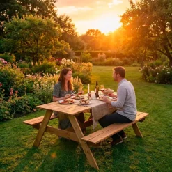 Table pique-nique en bois traité autoclave 160 cm* Discount