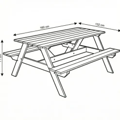 Table pique-nique en bois traité autoclave 160 cm* Discount