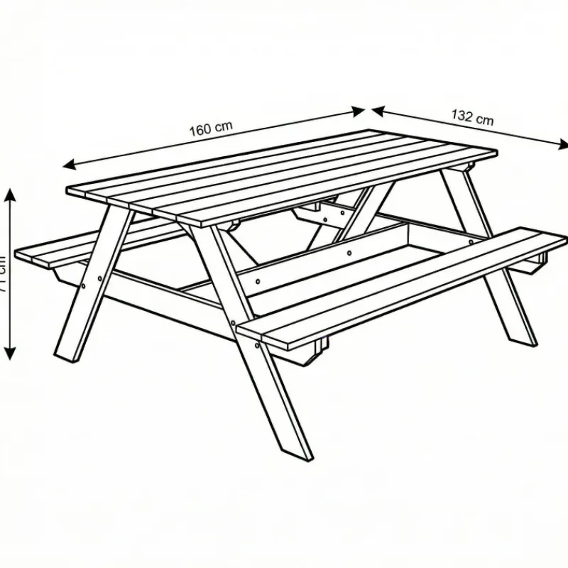 Table pique-nique en bois traité autoclave 160 cm* Discount