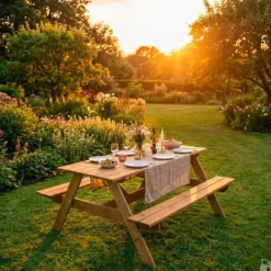 Table pique-nique en bois traité autoclave 160 cm* Discount