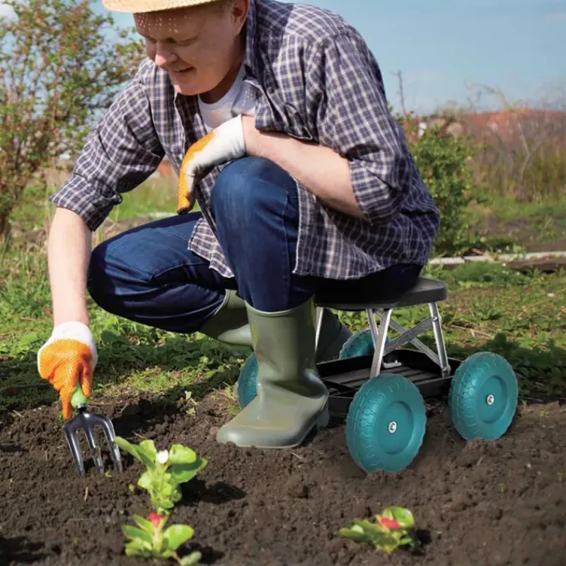Tabouret de jardin à roulettes 49,5x43x30,5cm - Charge max 200kg*