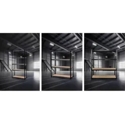 Étagère industrielle 4 niveaux 180x60x180 cm - Noire - Charge 60 kg/étagère* New