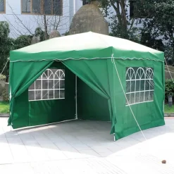 Tonnelle pliante 3x4 m en acier verte avec parois latérales* New