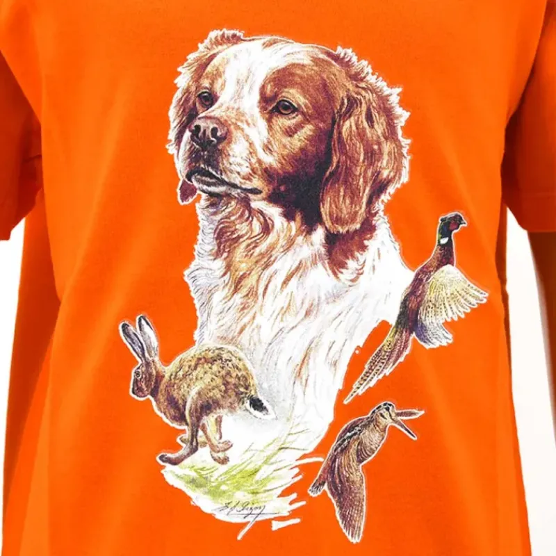 T-shirt enfant épagneul coton doux orange 6 à 12 ans*Bartavel Sale