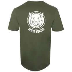 T-Shirt kaki 100% coton manches courtes logo 3*Keiler Hunter Best