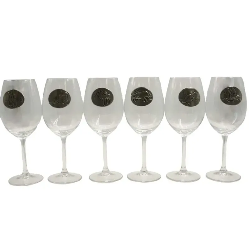 Verres à vin 360 ml décor étain relief de gibiers 6 pièces* Sale