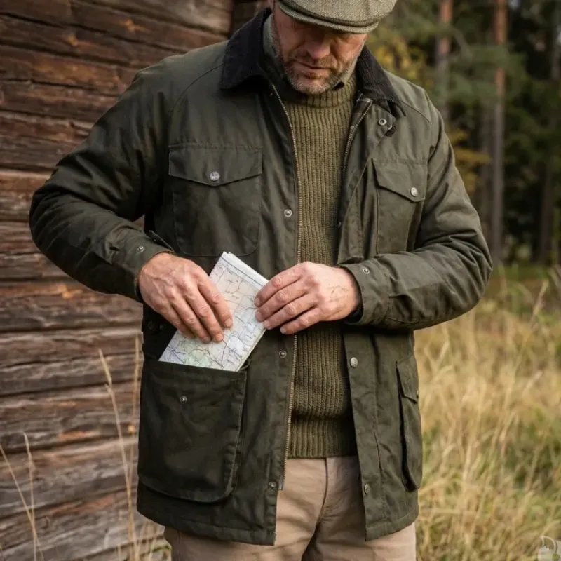 Veste cirée 1919 isolation thermique coton ciré vert kaki S à 3XL*Swedteam Clearance