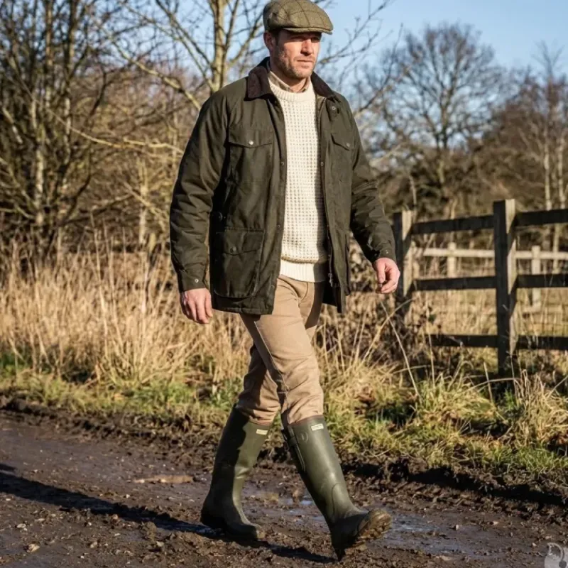 Veste cirée 1919 isolation thermique coton ciré vert kaki S à 3XL*Swedteam Clearance